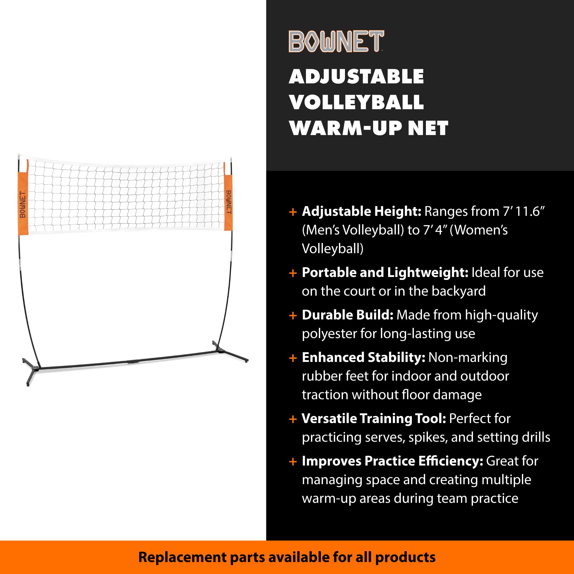 Practice Volleyball Net Bownet VB Warm Up Net - Adjustable Height ...