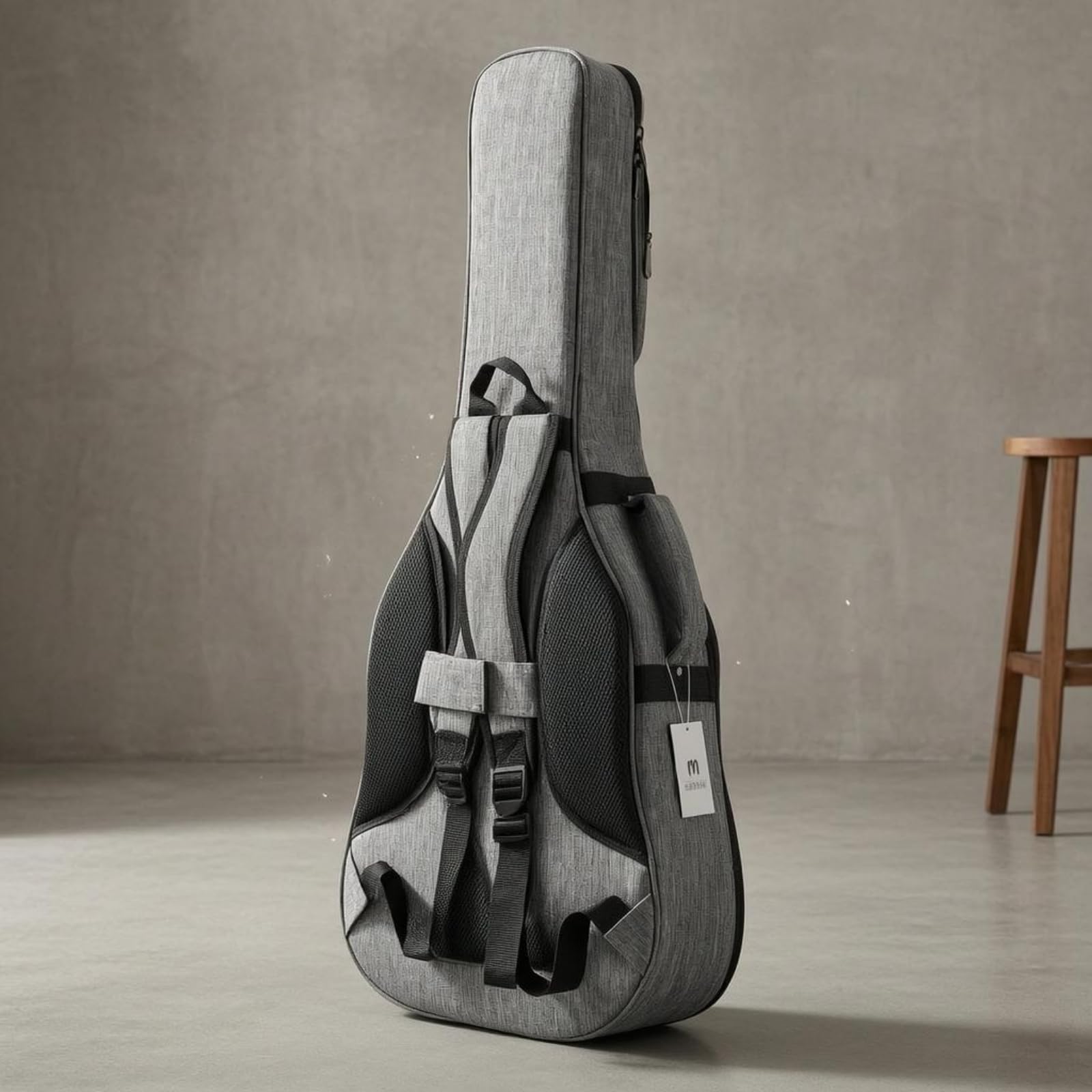 Mochila Funda Guitarra Acolchada Acolchado Grueso Bolsa Transporte Antigolpes Accesorio Musical, Gris, Gris Roca, 40 Pulgadas
