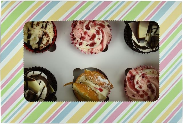 Cardboard Cupcake Carrier Boxes Pack - Patisserie Display Box - Paper Muffin Holder With Window - Flat Packed - Easy Assembly - By ASAB - Multi- Single