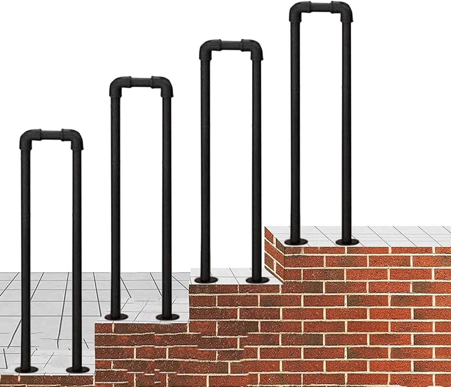 Hand Railings for Stairs, Wrought Iron Stair Handrail Banister Fits 1 Steps, Stair Railing for Decking Garden Porch, Staircase Handrails Metal Matte Black (Size : 35cm(1.1ft))