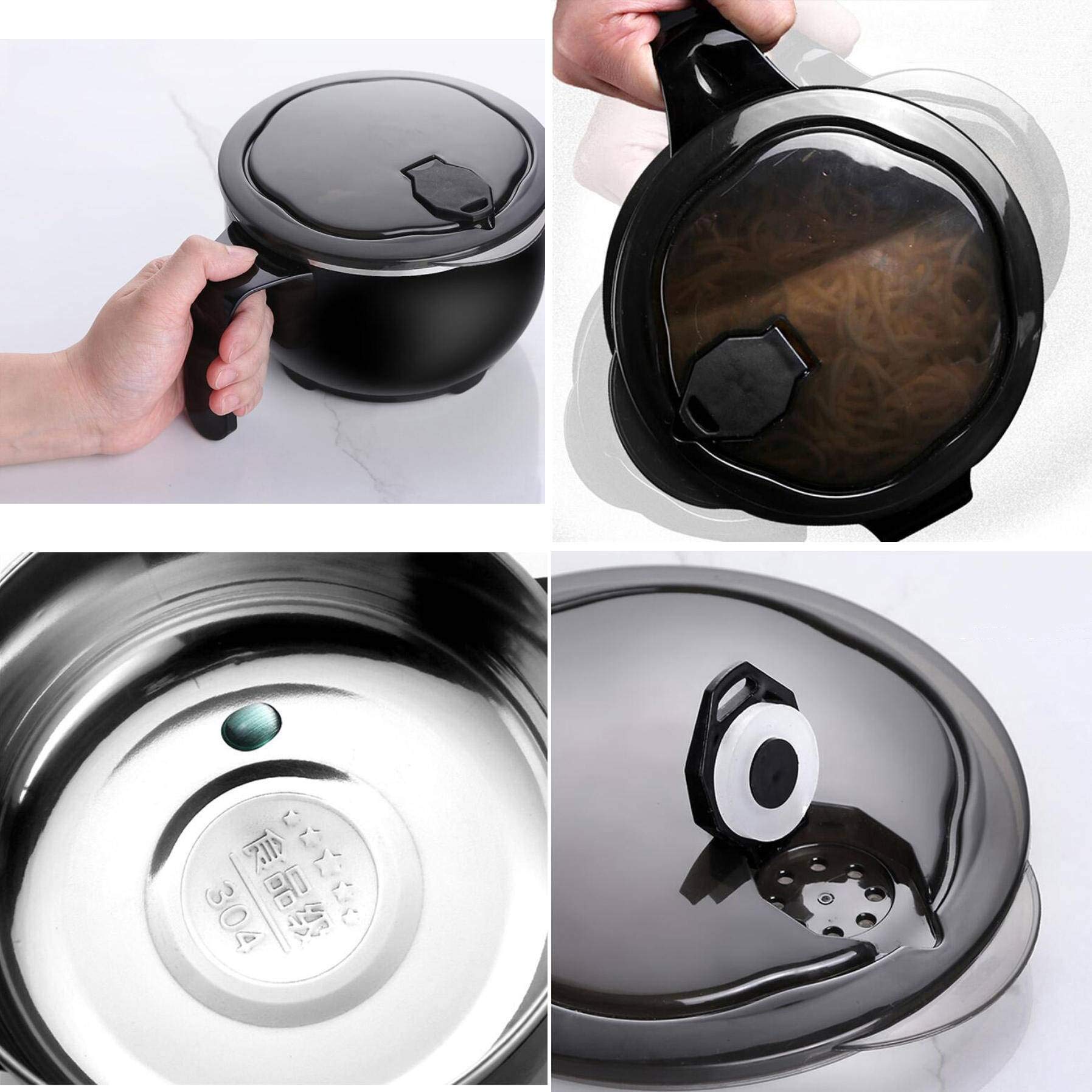 Facynde Bol à Soupe Avec Couvercle Acier Inoxydable 1550 Ml - Poignée, Filtre Eau, Pour Nouilles Instantanées