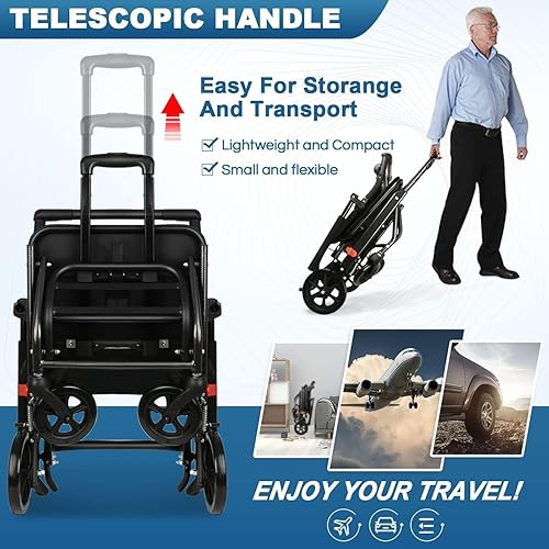 Miniatura 2 de Tripaide Sillas de ruedas plegables de transporte ligeras para adultos y personas mayores con mango telescópico, peso de solo 15 libras, sillas de