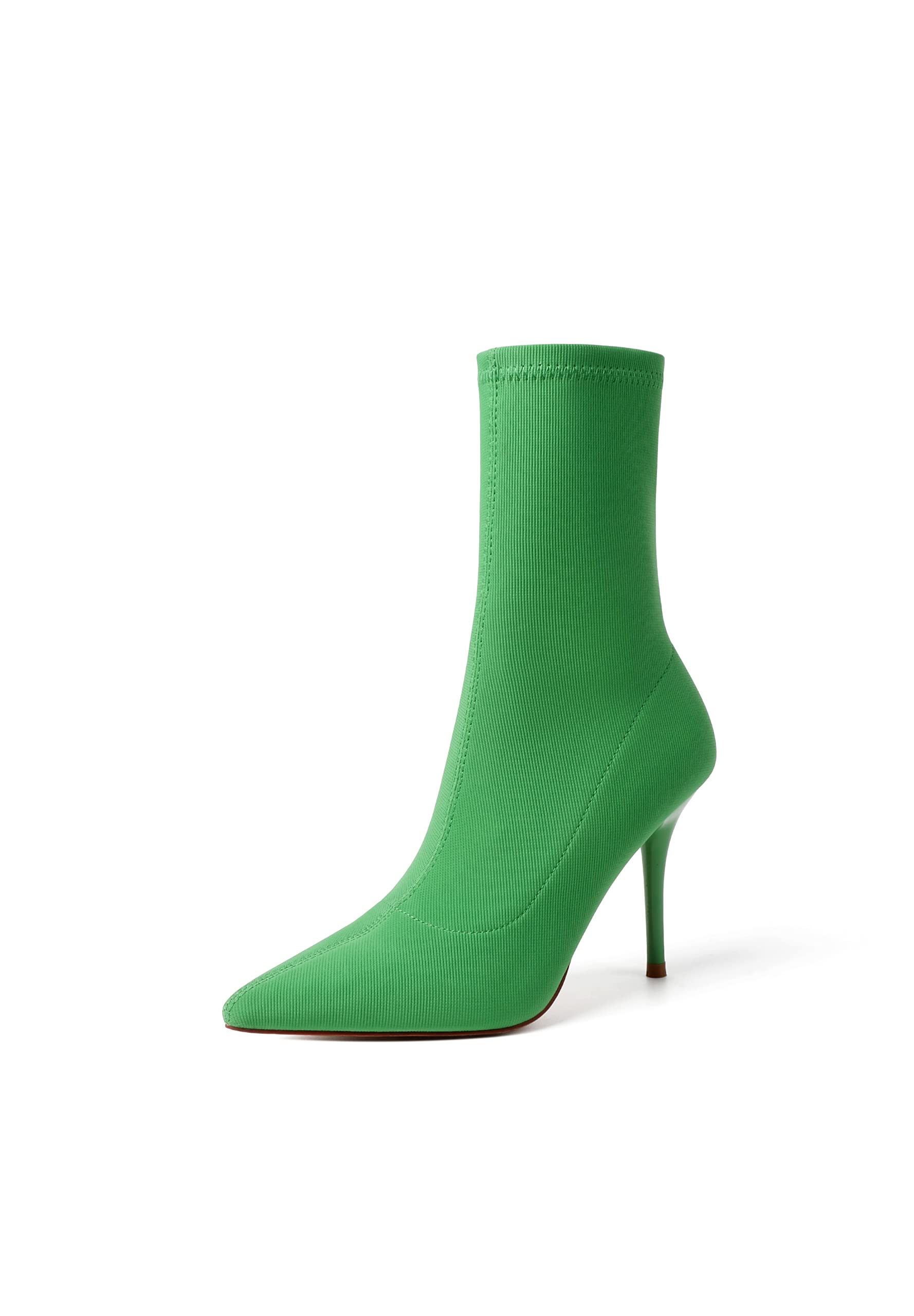 vivianly Stretch Pointed Toe Sock Booties Mid-Calf Ankle Boot Stiletto Heel Boots for Women