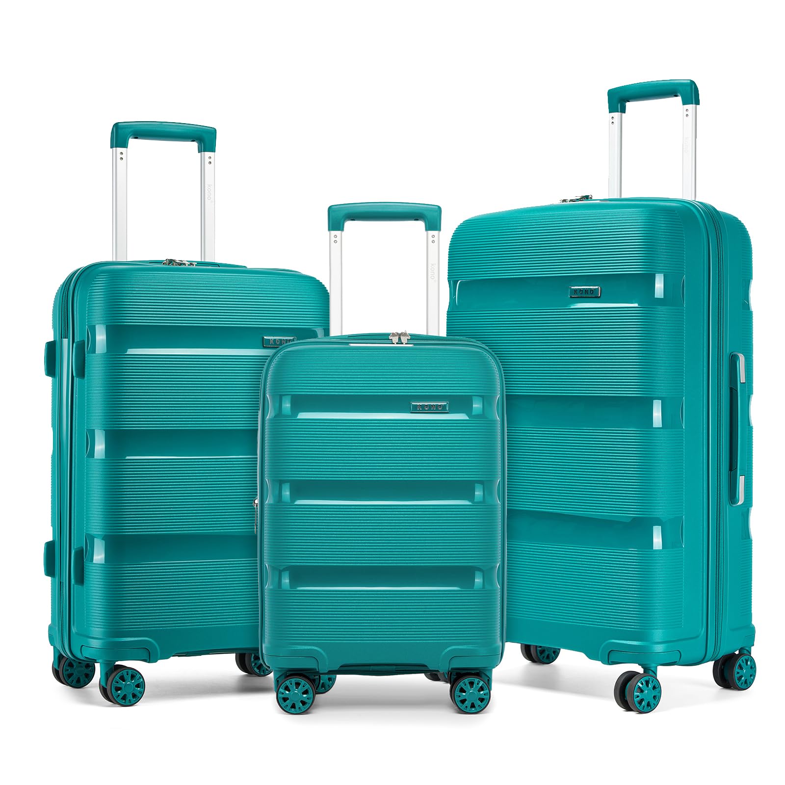Kono 3 Piece Luggage Set, 20/24/28 Inch Suitcases with TSA Lock, Blue