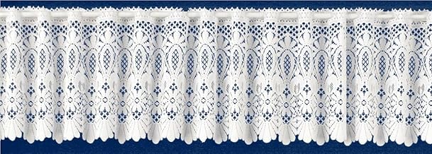 Kellyuk Floral Budget Modern White Quality Kitchen Cafe Net Curtain Large Floral Design - 5 Metres Wide x 12" (30cm) Drop