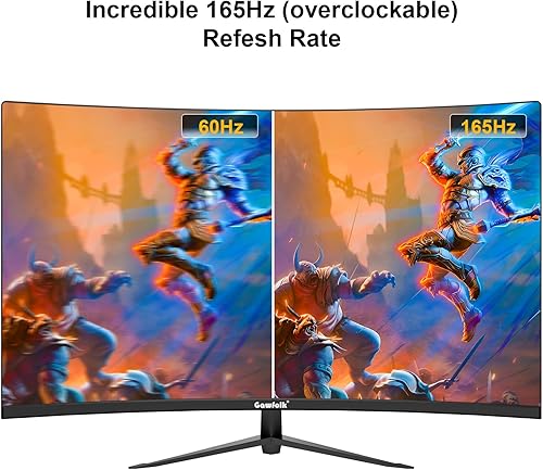 Miniatura 6 de 2K 165Hz Curved Monitor, 27 Inch QHD 2560x1440p 144Hz Gaming Monitor with AMD FreeSync, Flicker-Free, 2X HDMI 2.0, DP 1.4, Ultra-Thin Frameless