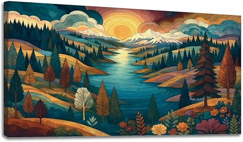 Miniatura 15 de 20"x 40" Canvas Wall Art Vintage Window Landscape Farmhouse Nature Scenery Warm Framed Pictures Painting Print Large Wall Art for Living Room