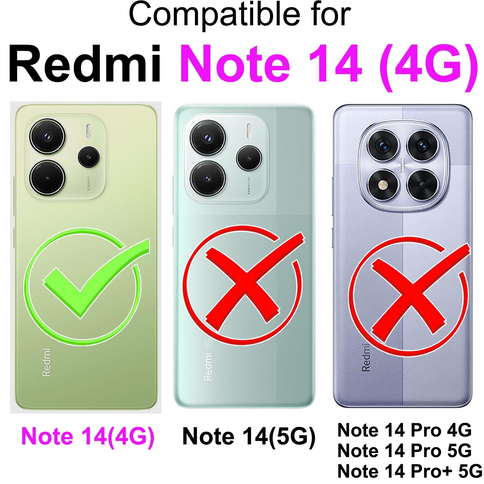 Cover Compatibile con Xiaomi Redmi Note 14 4G, Resistente Pelle PU Flip Libro Custodia [Protezione Completa] [Slot per Scheda] [Funzione di Supporto]- gatto