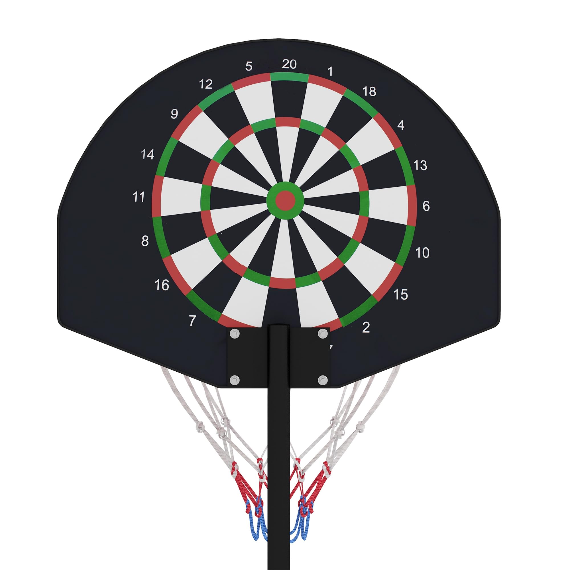 SPORTNOW Basketballkorb mit Ständer Höhenverstellbar Basketballständer, Magnet-Dartscheibe 129-179 cm Basketball-Backboard-Ständer, Basketballanlage für Erwachsene, Stahl