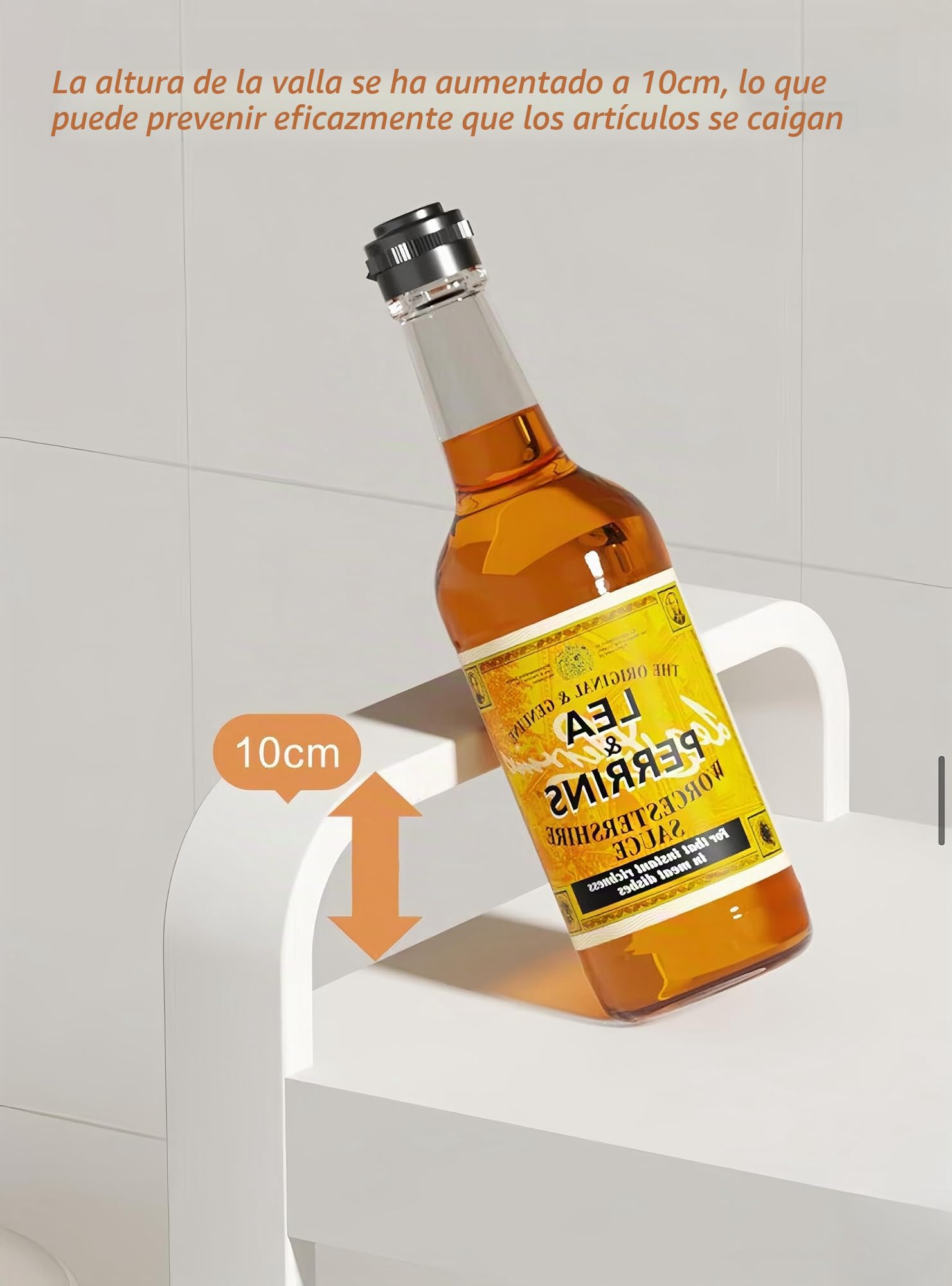 Estante blanco expandible de doble capa para horno microondas, estante para encimera de cocina con 6 ganchos, estante de almacenamiento que ahorra espacio, 15-25 pulgadas de largo x 14.1