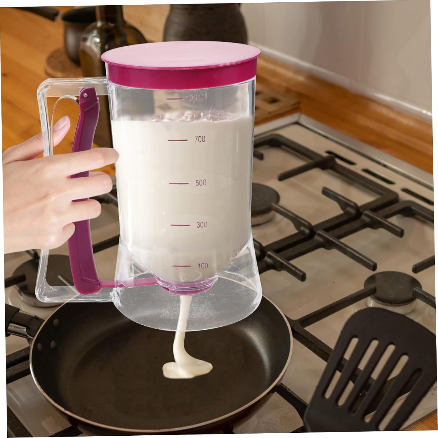Heart Shaped Muffin Pan Cake Mixer Compatible Dispenser Baking Tool for Cupcakes Waffles Muffin Mix Crepes Cake and Baked Goods