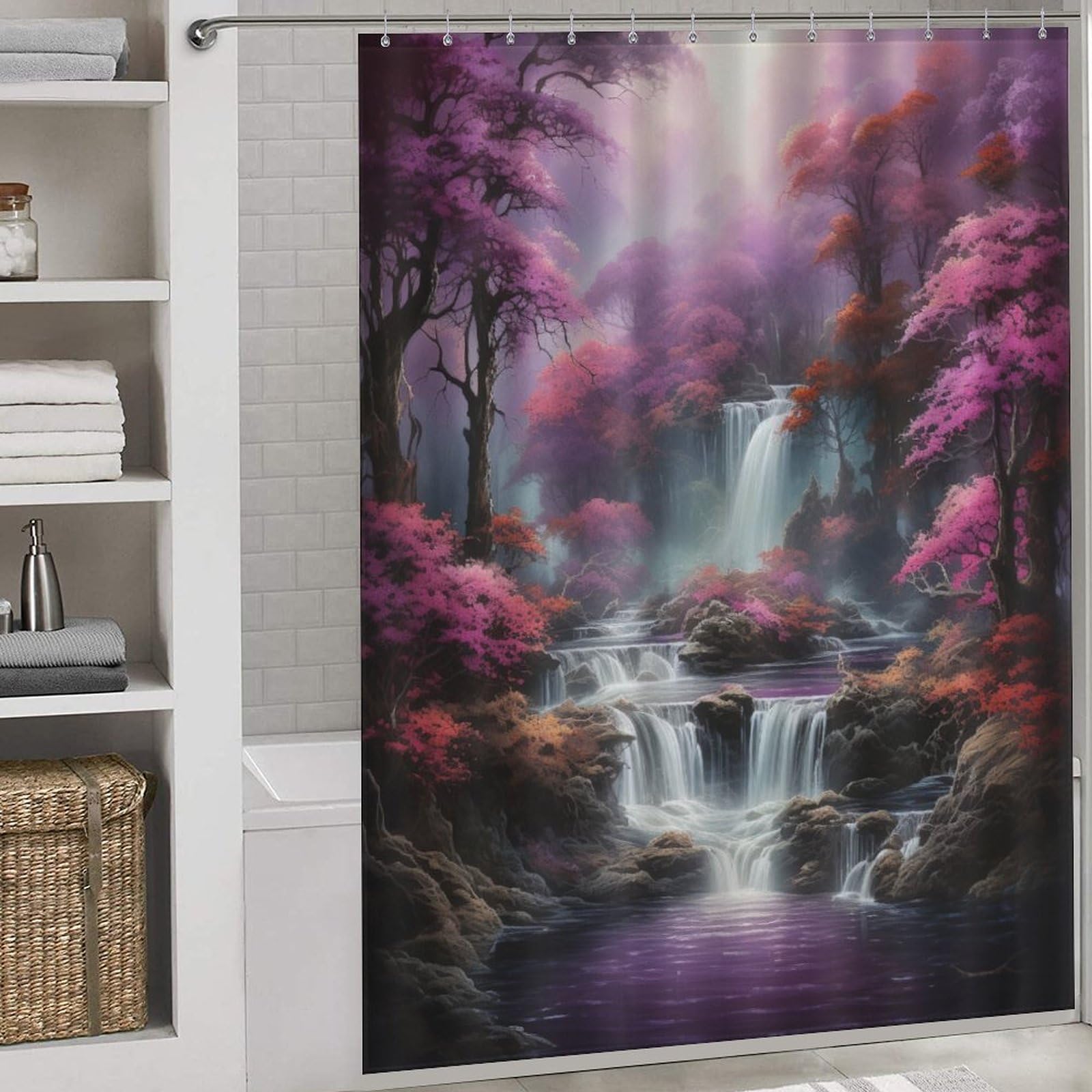 Rideau de bain imperméable en polyester de qualité supérieure 168x183cm avec 12 crochets