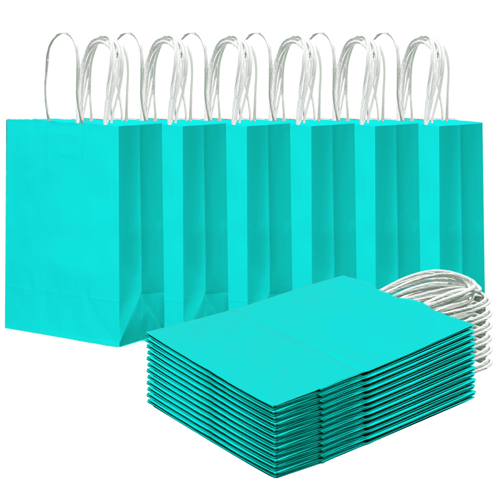 Gcardist 24PCS Small Gift Bag with Handles Bulk 8.3"x6"x3" Gift Bags Bright Green Bags Multiple Uses (15x8x21cm,Small Size)