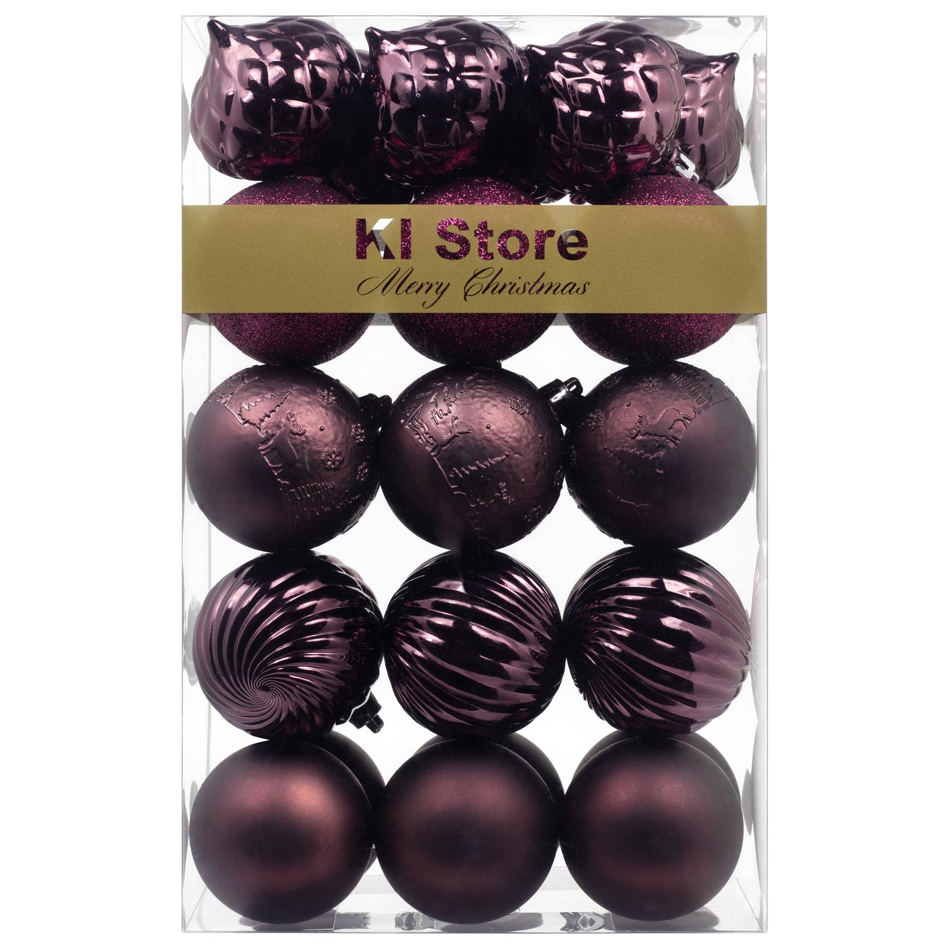 Magenta Purple Christmas Baubles 60mm Christmas Tree Decoration Ornaments 30pcs Shatterproof Balls for Xmas Hanging Decorations Festival Holiday Decor