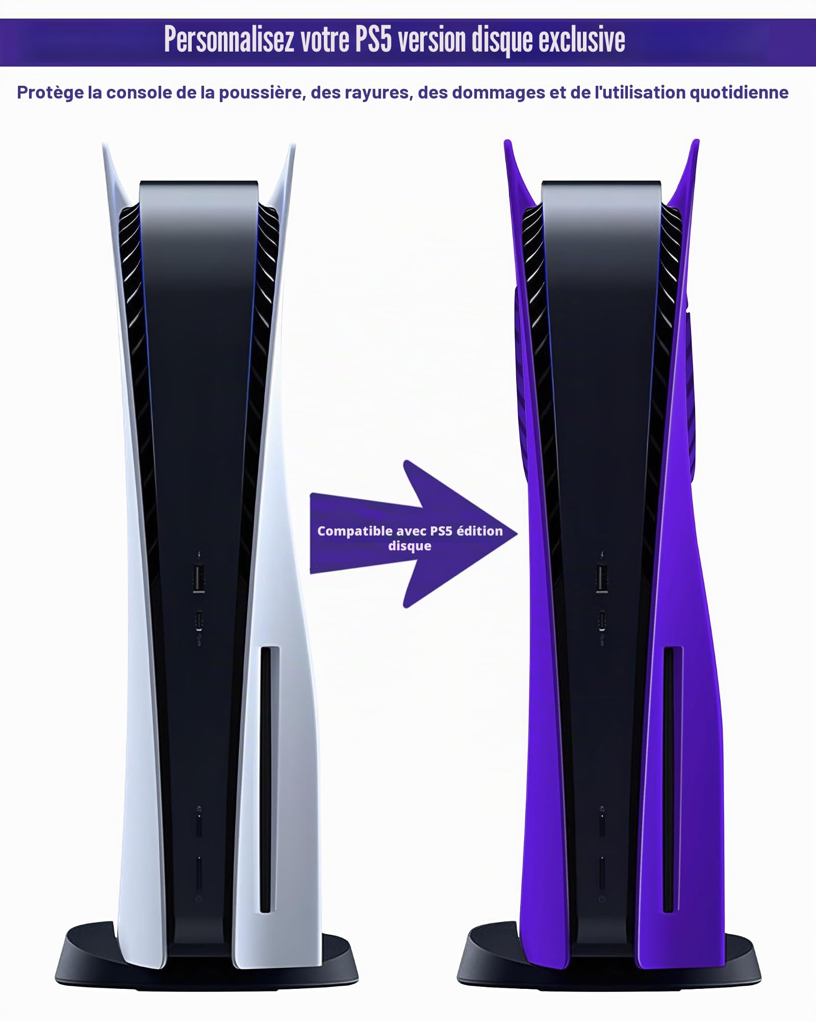 Joso Faceplate pour PS5 Disc Edition, Anti-Scratch boîtier de Remplacement étanche à la poussière, Cover Skin fit pour Console PS5 (CD-ROM) avec évent de Refroidissement