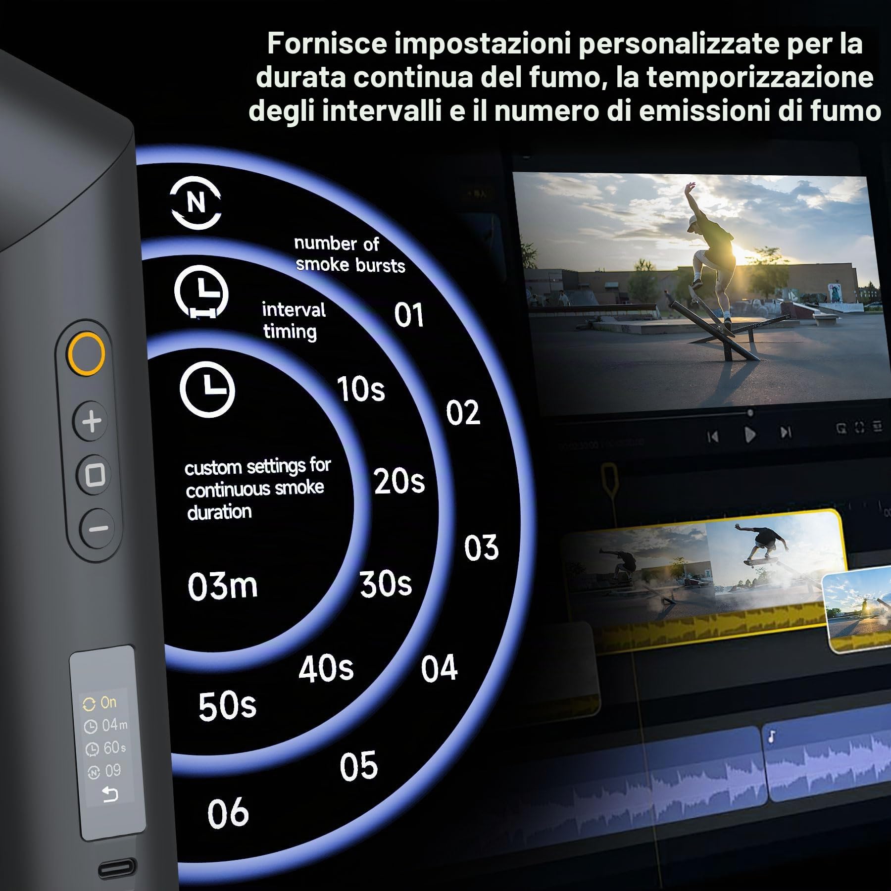 COLBOR CF5 macchina del fumo portatile,Mini macchina fumo portatile 40w,telecomando wireless 10m, maniglia pieghevole fog machine,Può essere utilizzato per eventi all'aperto, DJ feste, fotografia