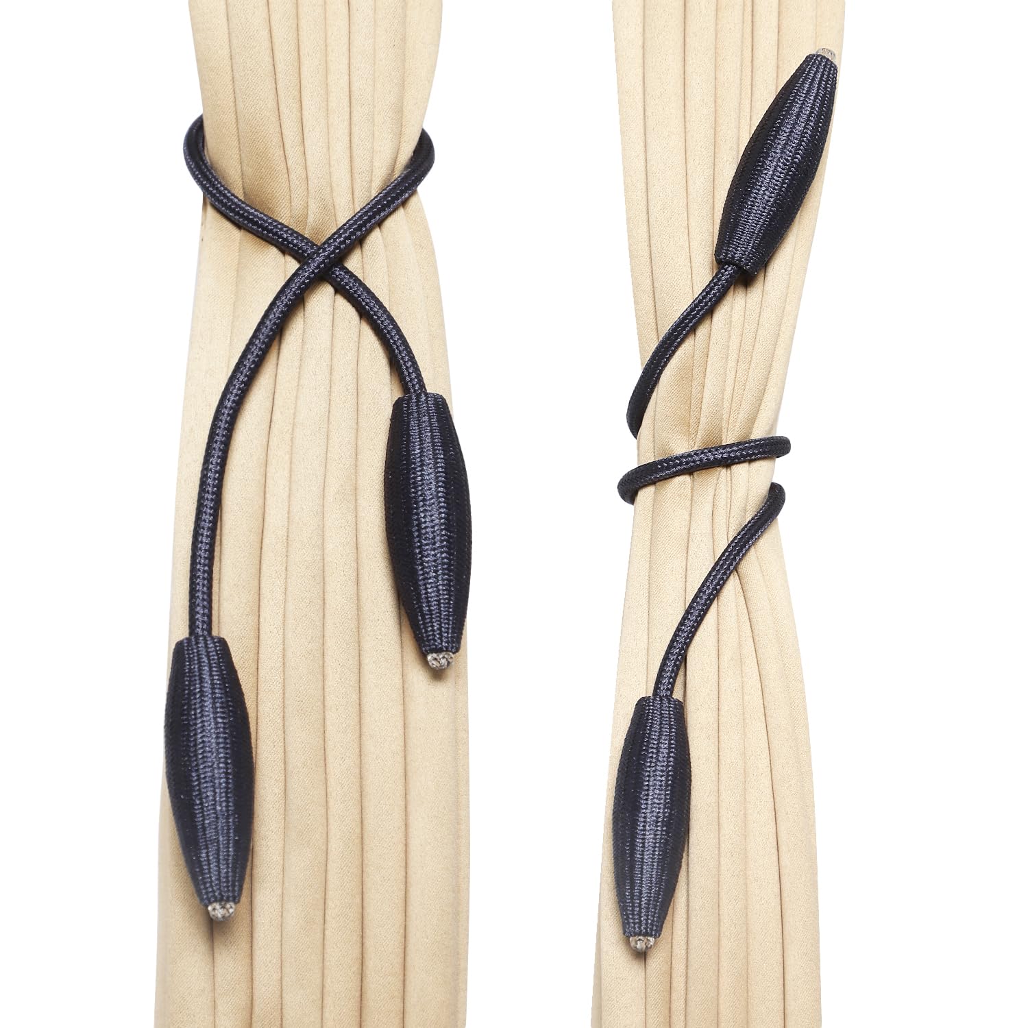 MALOINTEX Curtain Ball Rope Tiebacks Tie-Backs, Rope Ties, Curtain Handmade Holdbacks, Cotton Curtain Tieback (Blue, 4Pc-FlexRope)