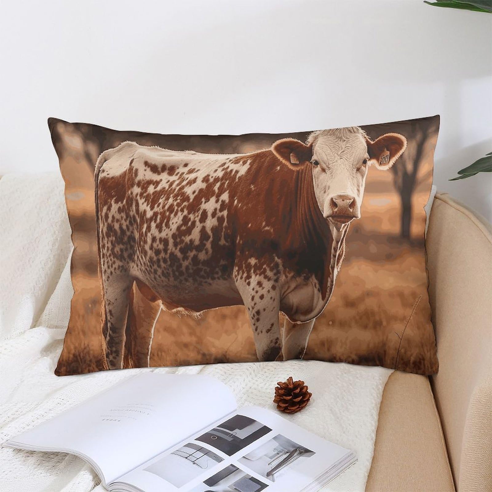 NTVOWPZO Decoration Throw Pillow Covers 12 "x20 Pillowcases Covers Cow Standing Soft Pillowcases Modern Farmhouse Home Decor Sofa Cushions Covers for Couch Bed Living Room