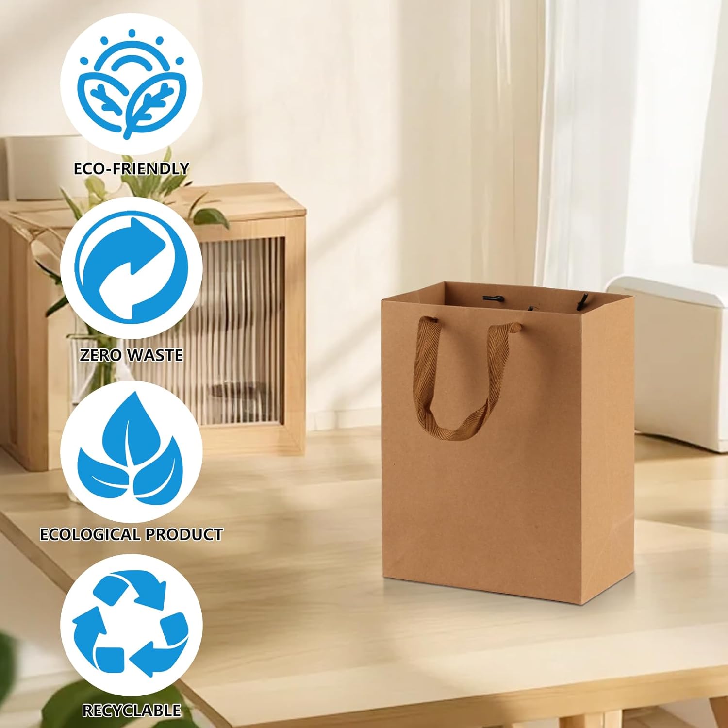 Zxglxinyao 20 Pcs Kraft Paper Gift Bags with Handles – Brown Retail Bags for Small Business, Party Favors & Merchandise - Image 4