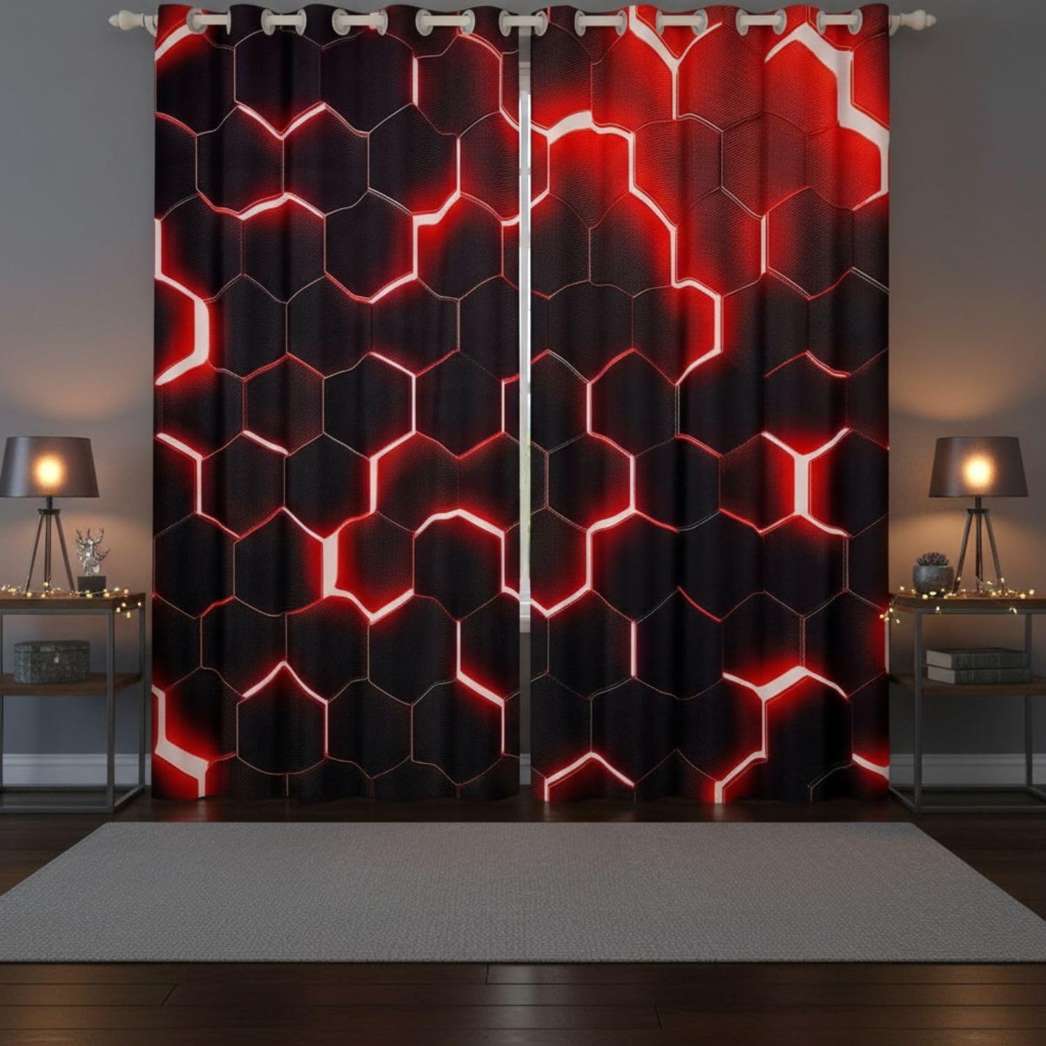 Cortinas opacas rojas y negras de 167,6 x 228,5 cm para salón y dormitorio masculino