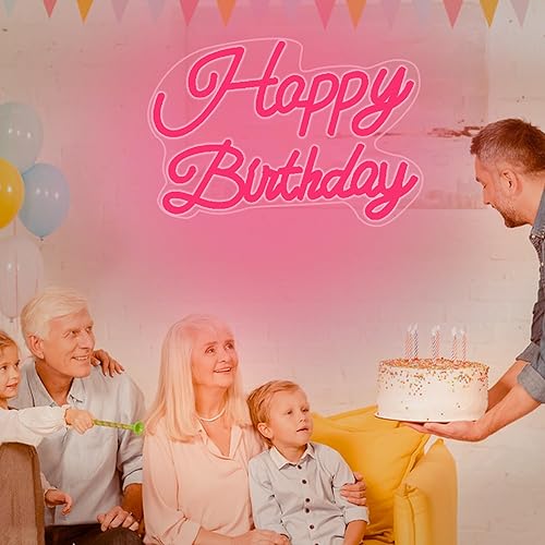 Miniatura 4 de Letrero LED de neón de 16 pulgadas regulable para decoración de telón de fondo, reutilizable, para decoración de cumpleaños, para niños, niñas,