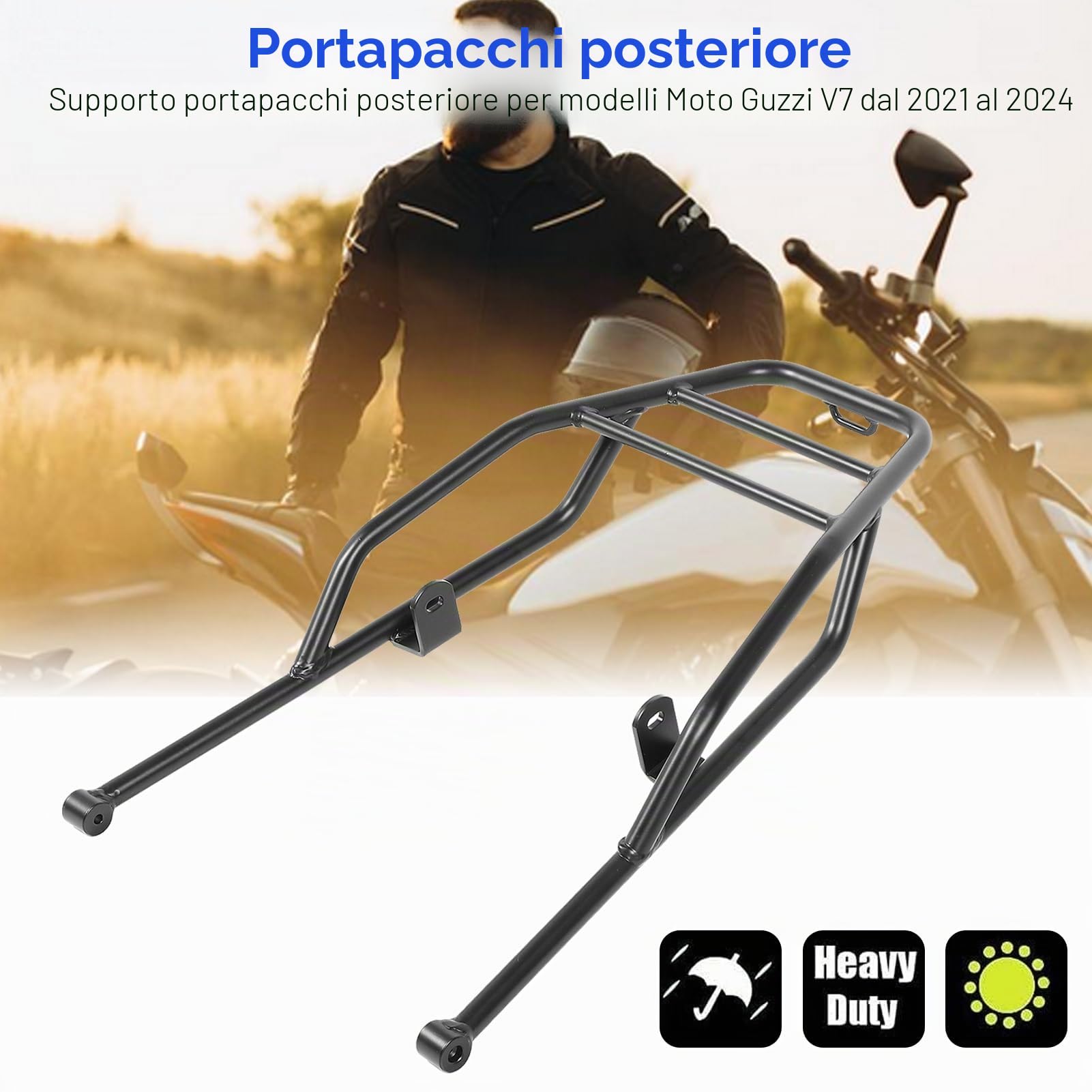 Portapacchi Posteriore Motorcylce per V7 Stone Special Custom 2021-2024, Portapacchi Posteriore, Portapacchi Cargo Enduro per V7