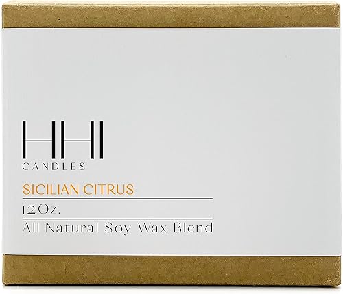 Miniatura 6 de Vela de soja perfumada totalmente natural, cítricos sicilianos, una mezcla de naranja, limón y eucalipto, vela grande de 12 onzas de tres mechas,