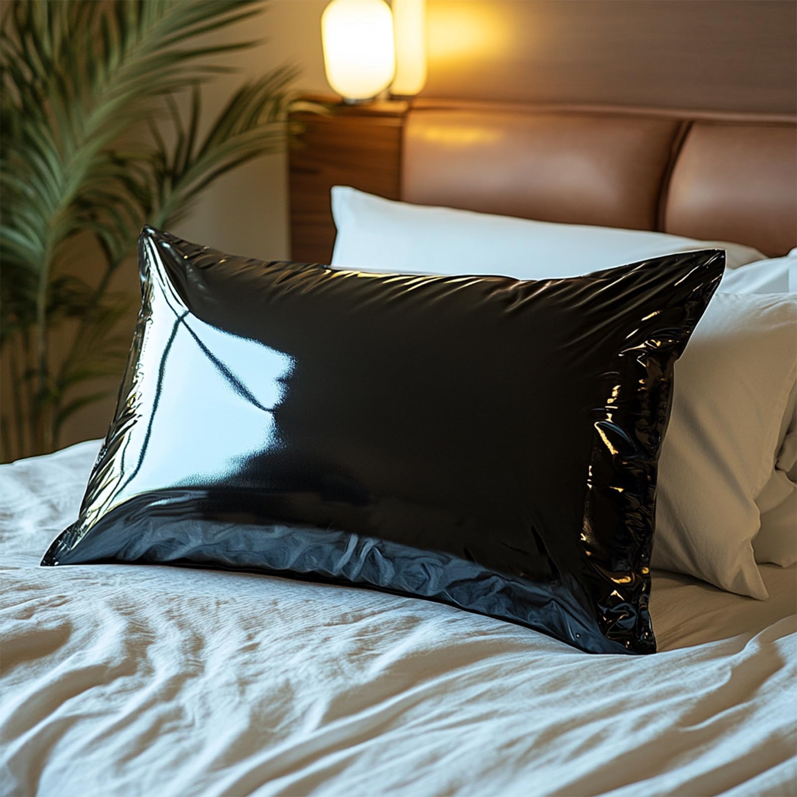 Funda Almohada Látex con Cremallera de Goma Impermeable,Funda Almohada de Látex Negra de 20 x 28 Pulgadas (1 Unidad) | Material de caucho natural unisex, hecho a mano, resistente al agua y elástico, 1 pieza, adecuado para amantes del látex