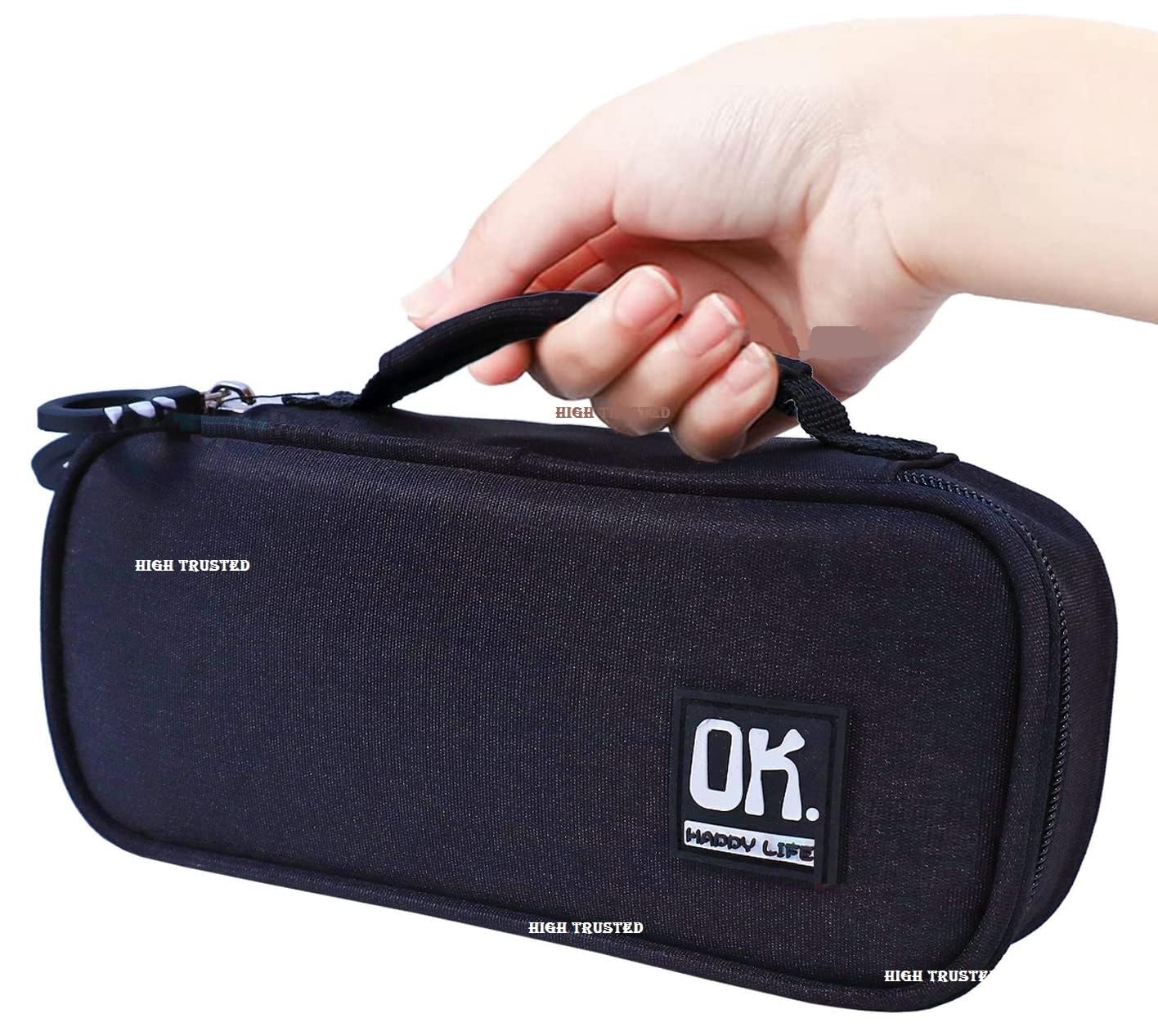 Polyester Italy Style Pencil Pouch Big Capacity Pencil Pen Case Office College School Large Storage High Capacity Bag Pouch Holder Bag Organizer (Black)