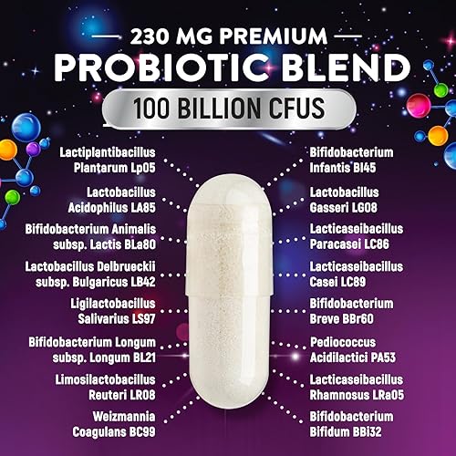 Miniatura 3 de Píldoras probióticas 100 mil millones de prebióticos UFC, probióticos Acidophilus apoya la salud digestiva del sistema inmunológico, apoya el