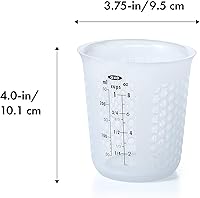 Vista 2 de 1 taza de medir de silicón para exprimir y verter, con patrón Stay-Cool, de la marca Oxo Good Grips, Transparente