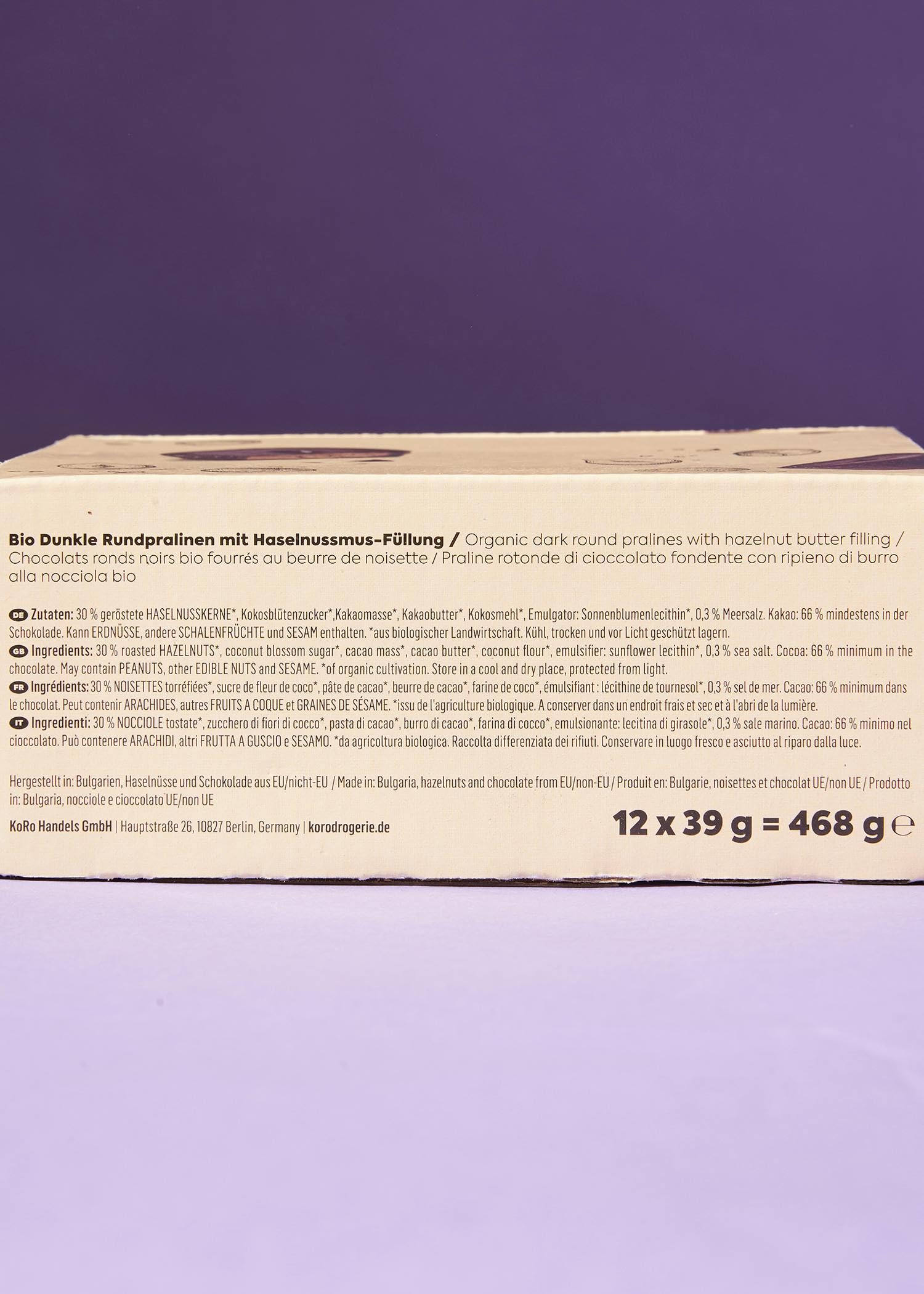 KoRo - Nut Butter Cups noisettes bio salées 12 x 3x13g - Chocolat croquant - Crème de noisettes grillées - Vegan