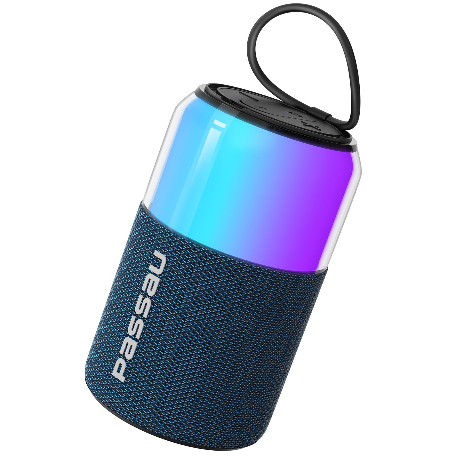 Passau Portable Bluetooth Speaker with Lights Show, 15W Loud Clear Sound, White Elephant Gifts for Adults, BT 5.4, LED Lights up Speakers Stocking Stuffers Gifts for Kids, Teen, Girls, Boys (Blue)