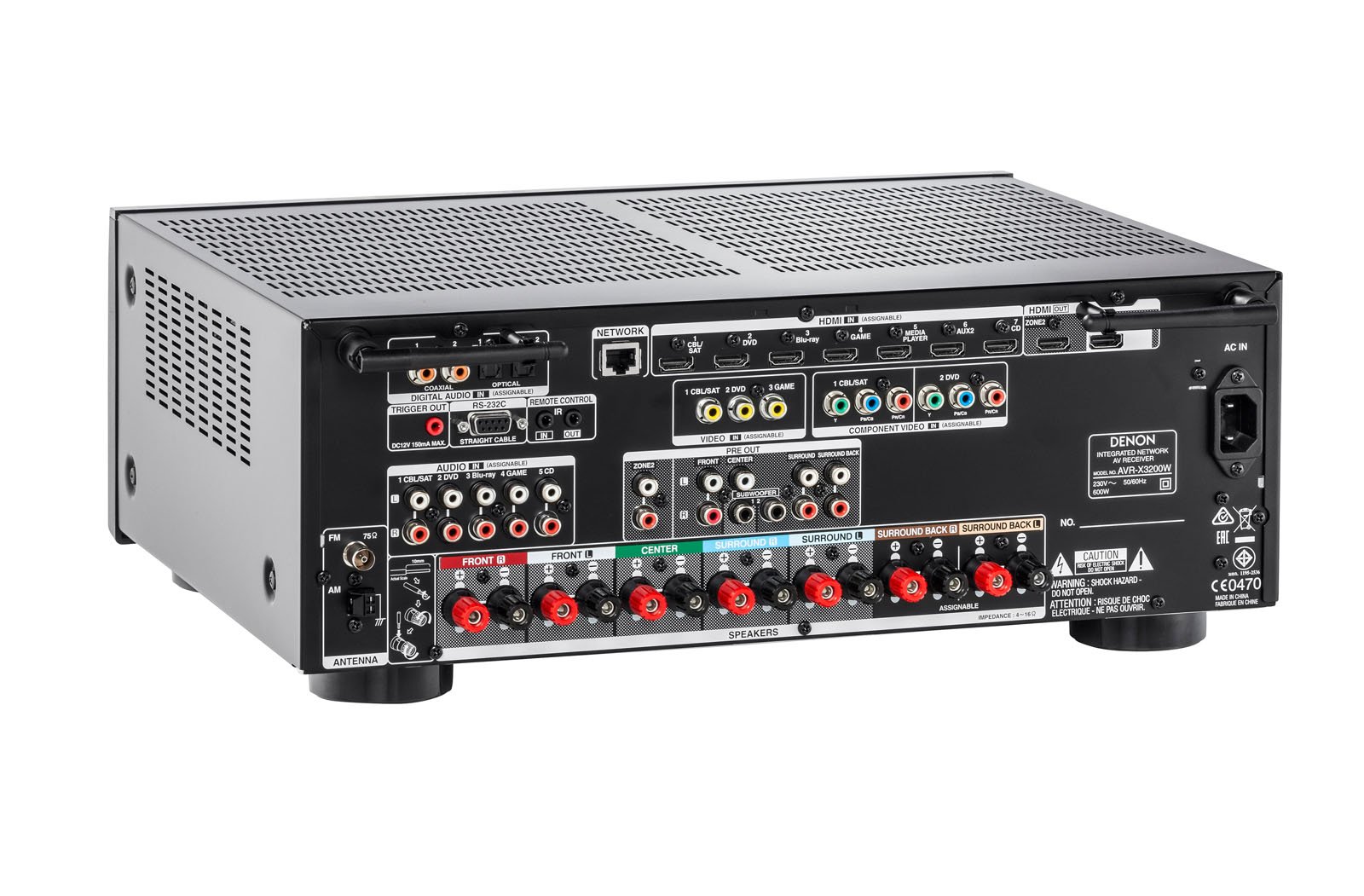Denon AVR-X3200W Sintoamplificatore ad alta Potenza, Microfono di Taratura con Telecomando e Cavalletto per Microfono, Nero