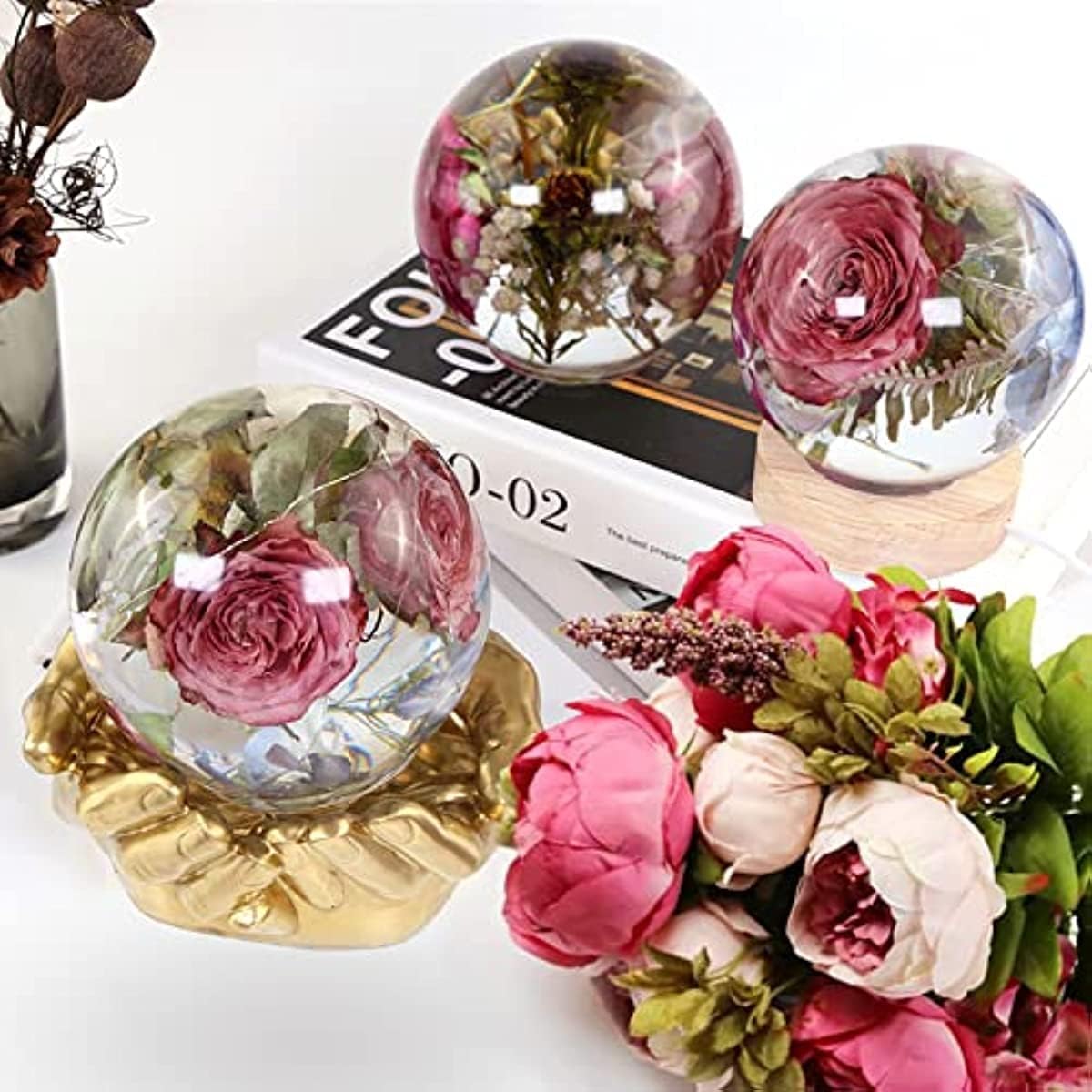 2 Stampi Sfera In Silicone Per Resina - Grandi 10,7 E 10,6 Cm Per Fiori E Decorazioni - Foto 10