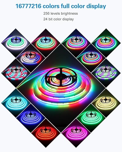 Miniatura 6 de ALITOVE COB - Tira de luces LED direccionables RGB IC WS2811 12 V, tira de luces LED de 16.4 pies, 3600 LED, programable, digital, flexible, para