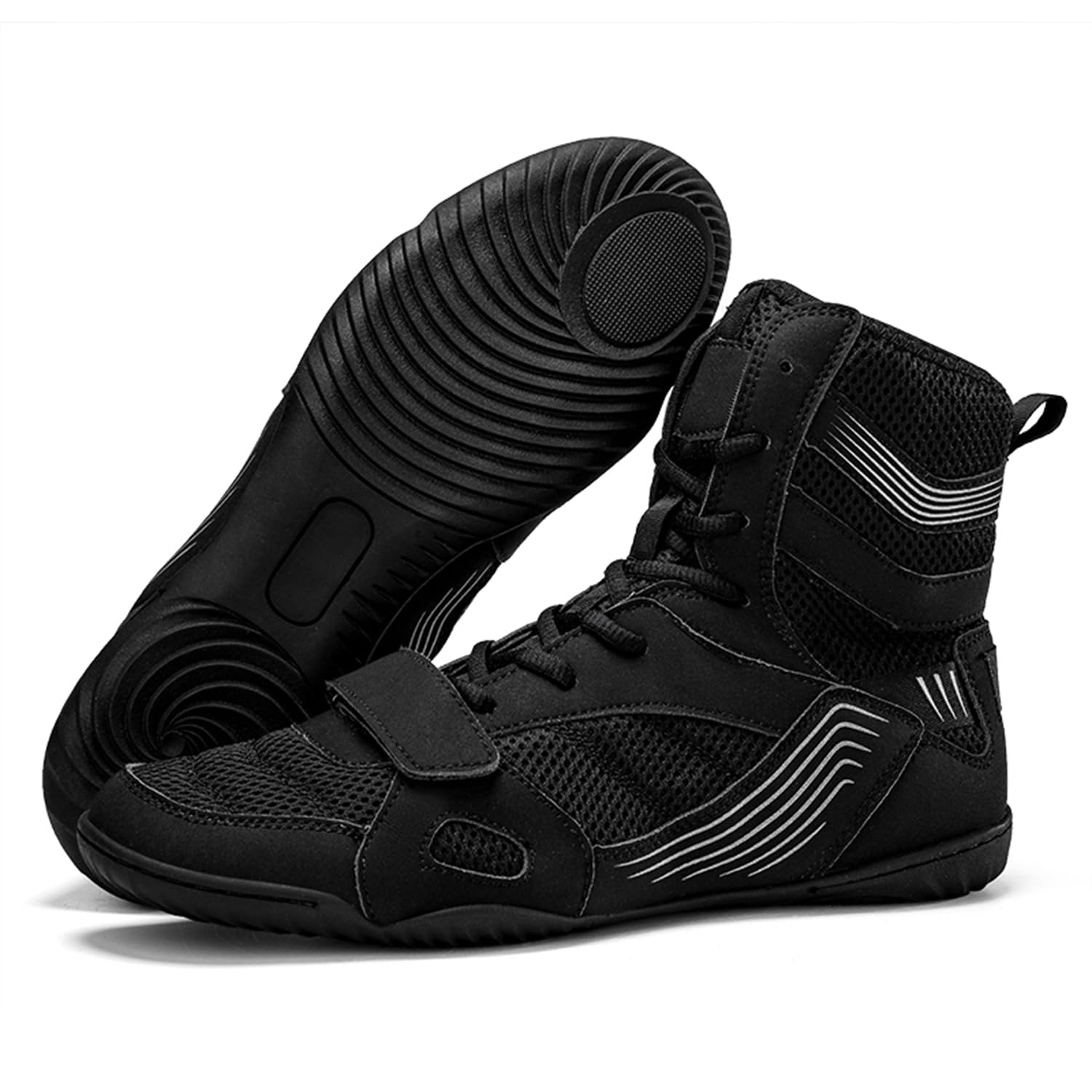 Ybberik High Top Wrestling Shoes Boxing Shoes for Kids, Boys, Girls, Teenager Black