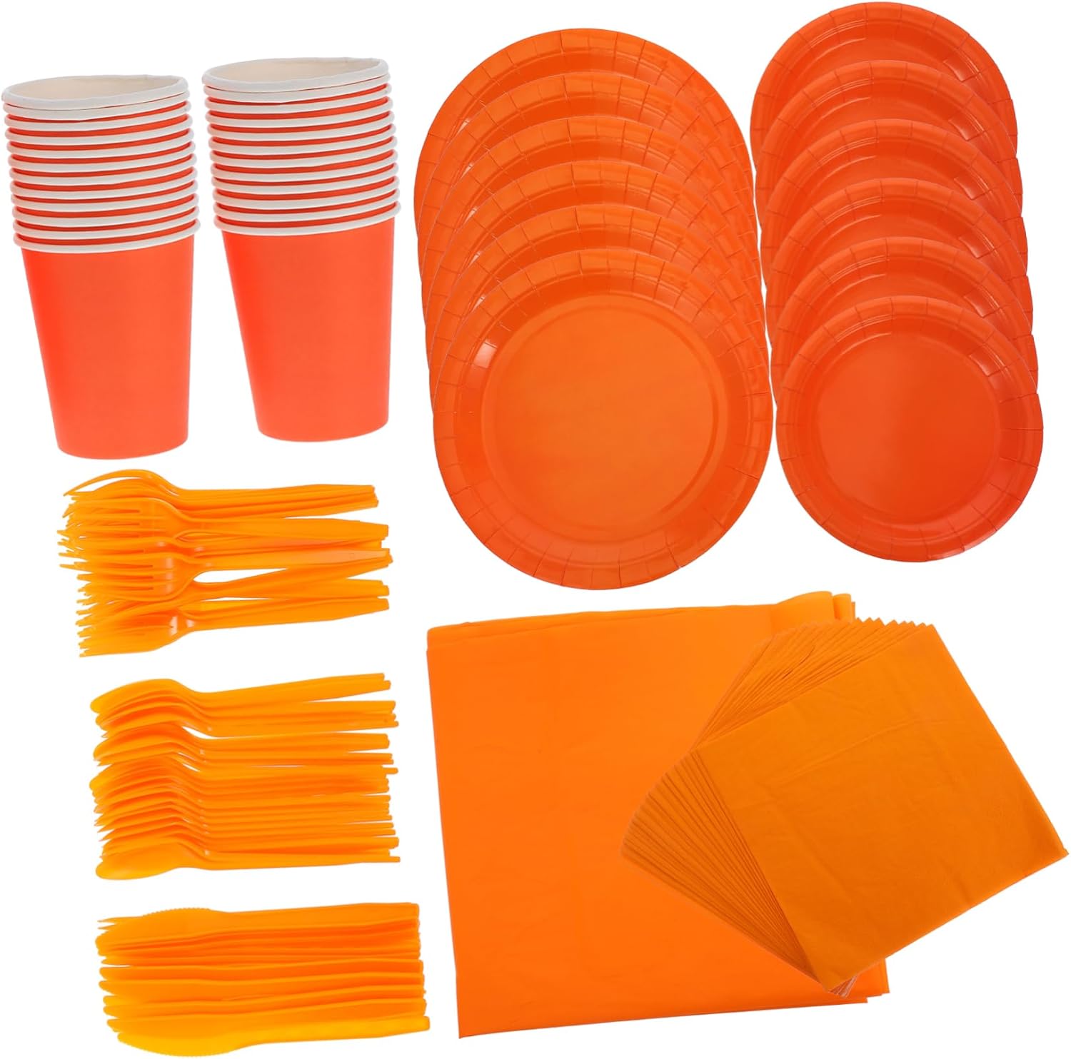 Gatuida Versatile Orange Tableware Set Dinnerware for Parties Events Gatherings Includes Plates Cups Napkins Cutlery and Tablecloth Serving Appetizers Snacks and More