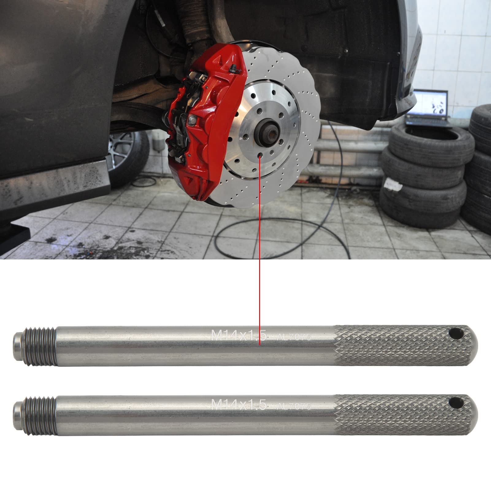 Tissting 2 Pcs Perno Guida Ruota, M14 x 1,5 Perno di Allineamento Ruote Lega di Alluminio Ruota di Montaggio Guida della Ruota Strumento per Cambio Pneumatic, Accessorio per Ruote Auto