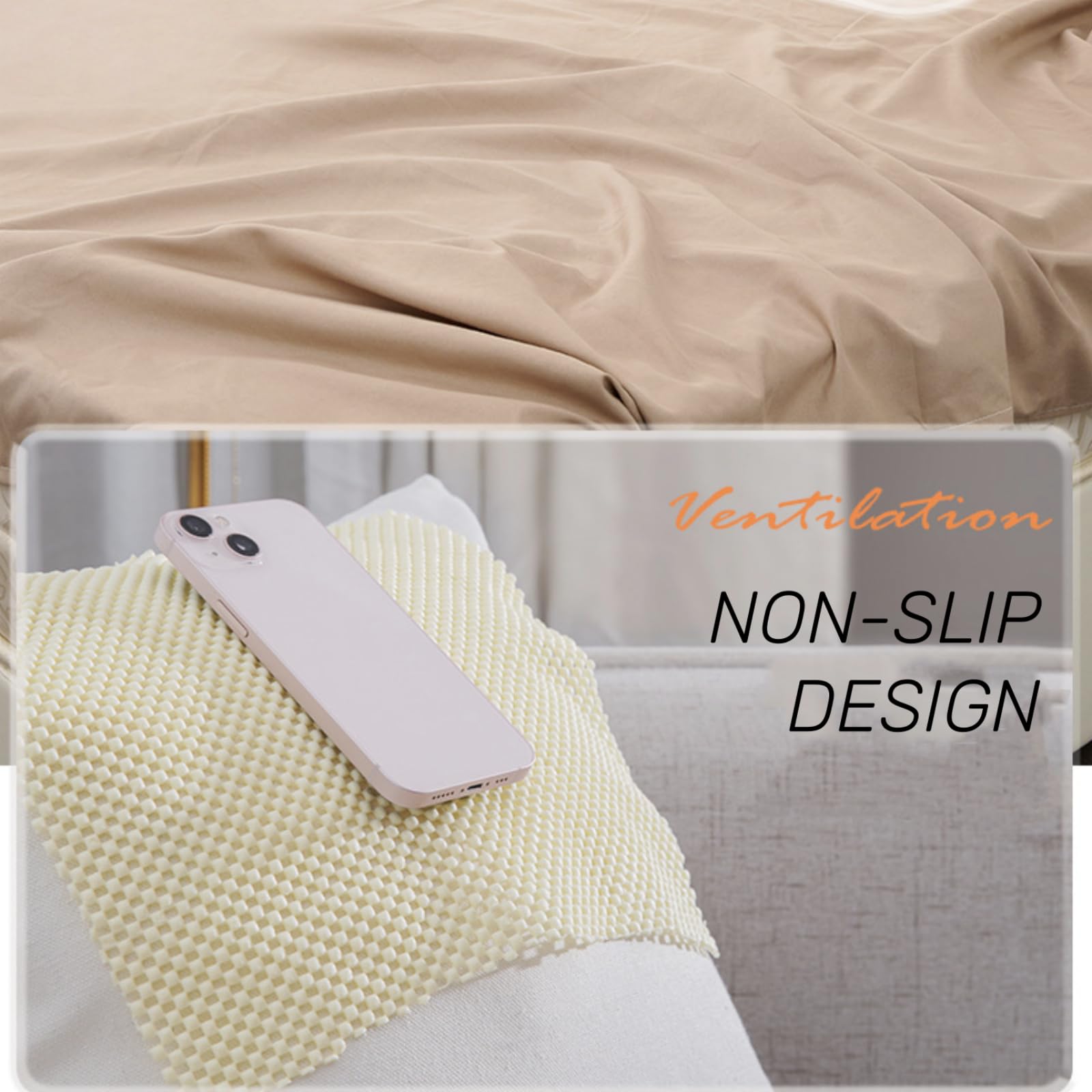 BANEBOR Non Slip Mattress Gripper 72 x 36 Inch Extra Thick Anti Slip Bedsheet Liner,Cuttable Rug Pad Gripper (Beige, 72''x36'')