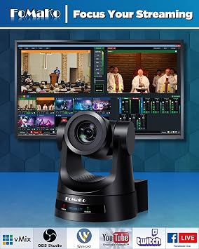 FoMaKo PTZ Camera HDMI 30x Optical Zoom HDMI PTZ Camera (2pcs),KC602 Video Mixer Switcher+ KC608 Pro PTZ Controller, for Church, Medical LiveStreaming Including Surgery Demo (BH302 + KC602)