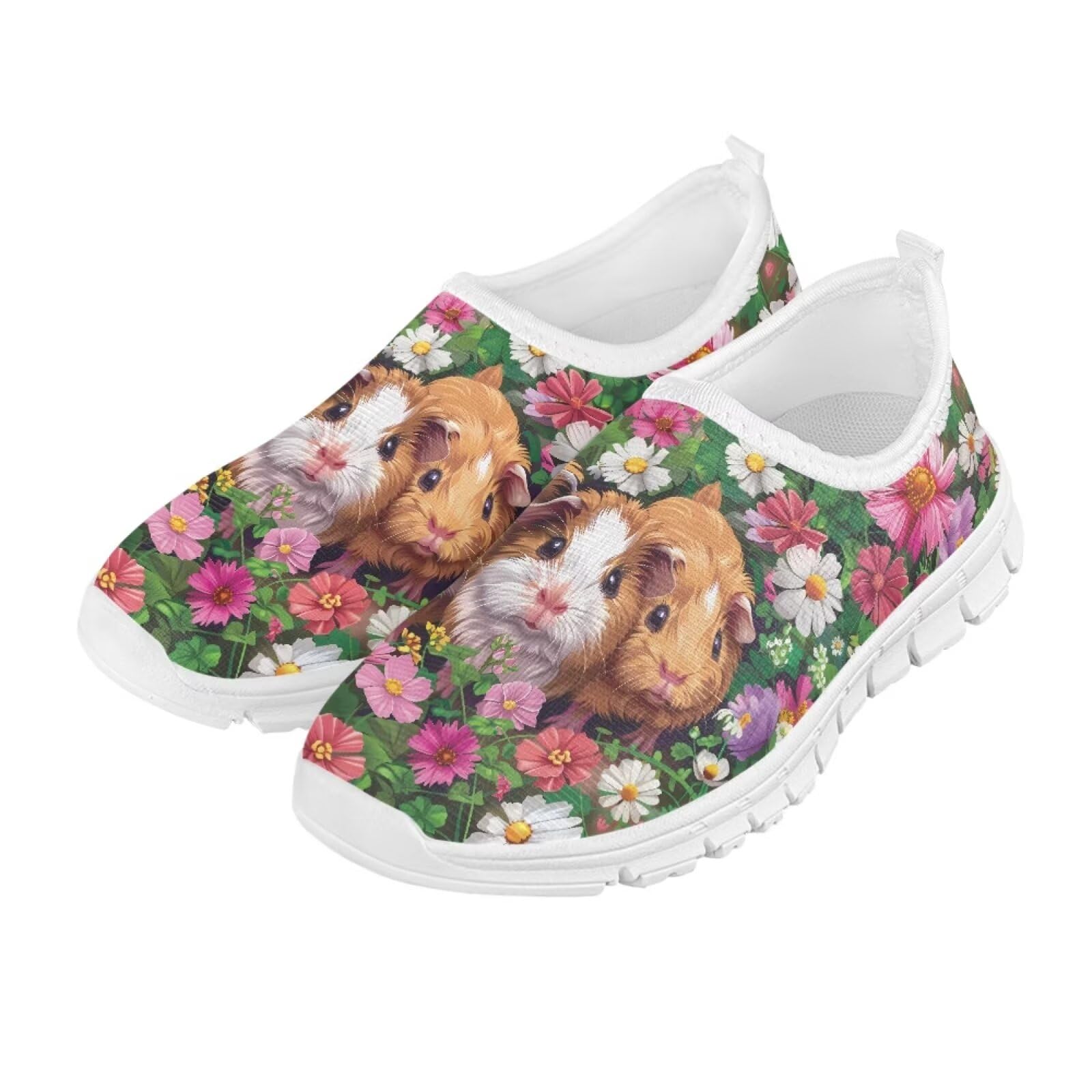 Pointodoor Guinea Pig Shoes for Girls Size 11 Little Kids Walking Sneakers Flower Breathable Lightweight Tennis Shoes Comfort Low Top Athletic Shoe