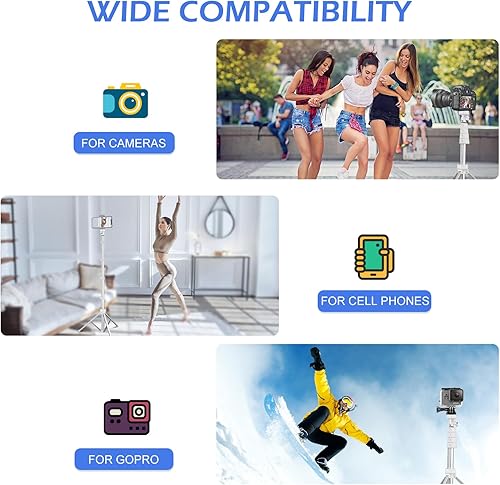 Miniatura 3 de Sensyne Trípode para teléfono de 67 pulgadas y palo para selfie, soporte extensible para teléfono celular con control remoto inalámbrico y soporte
