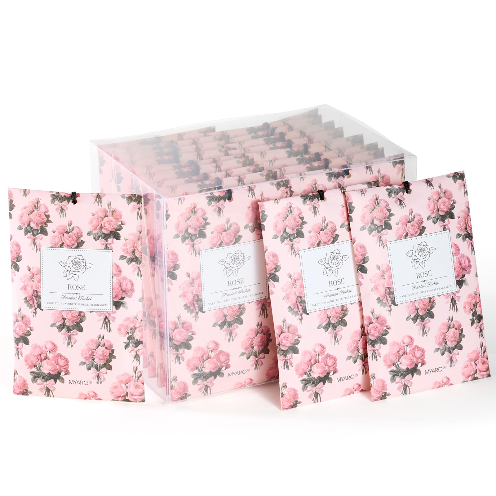 MYARO 20Pcs Rose Scented Sachets, Closet Deodorizer Car Air Freshener