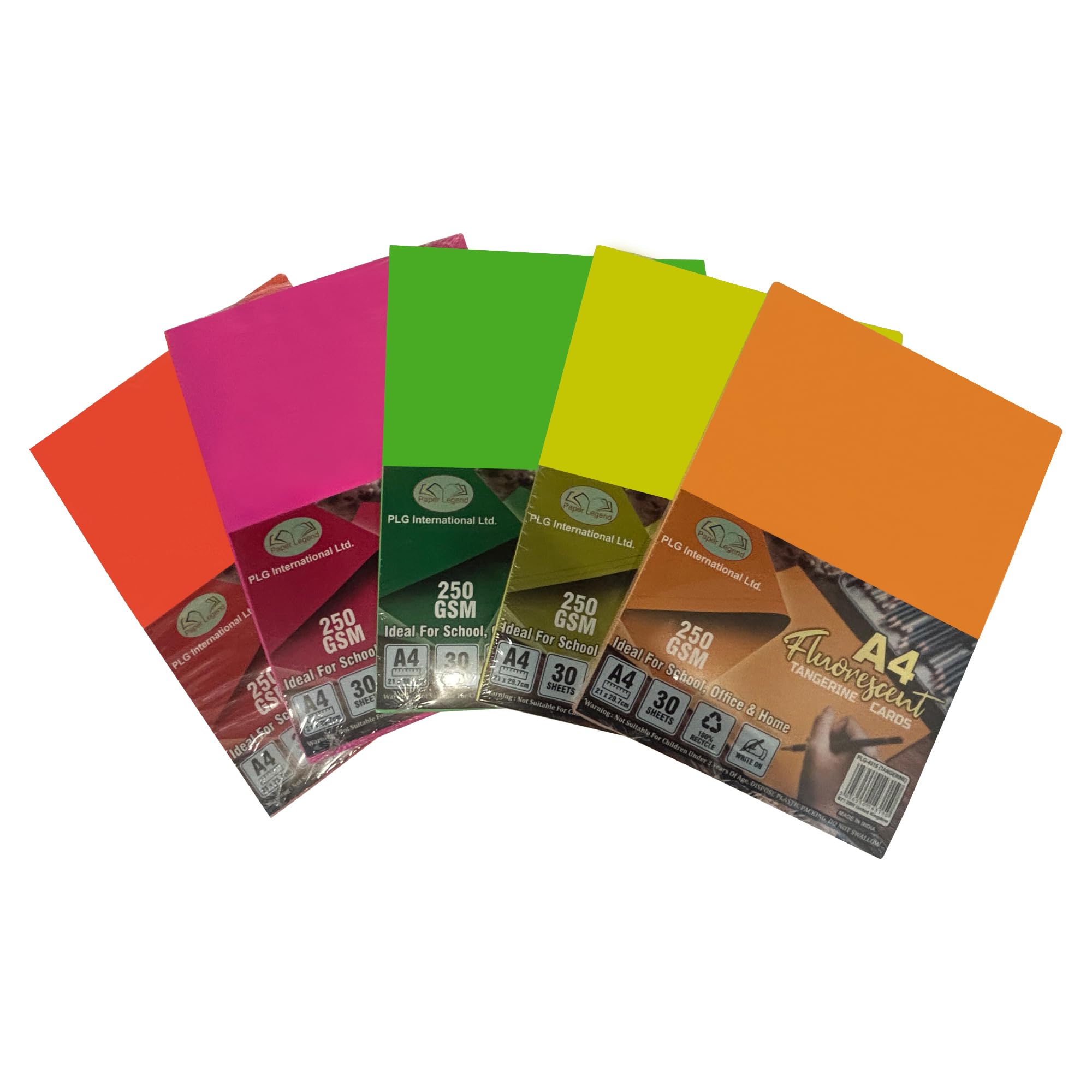 M1SS 150 Sheets X A4 Neon Cards - Fluorescent Thick 250gsm Craft Card Stock, Perfect for Crafting, Decorating, Sketching, Origami & DIY Arts (Multicolor)