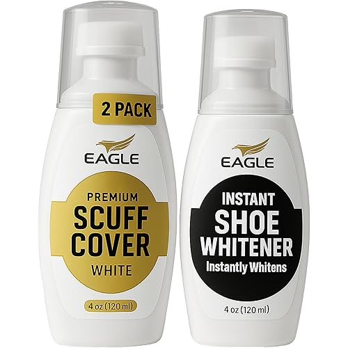 Eagle Sneaker Whitener for Shoes – 2 Pack White Shoe Polish & Scuff Cover | Instantly Whitens, Restores, & Covers Scuffs on Leather, Canvas, Mesh, Foam & Rubber | Built-In Sponge Applicators