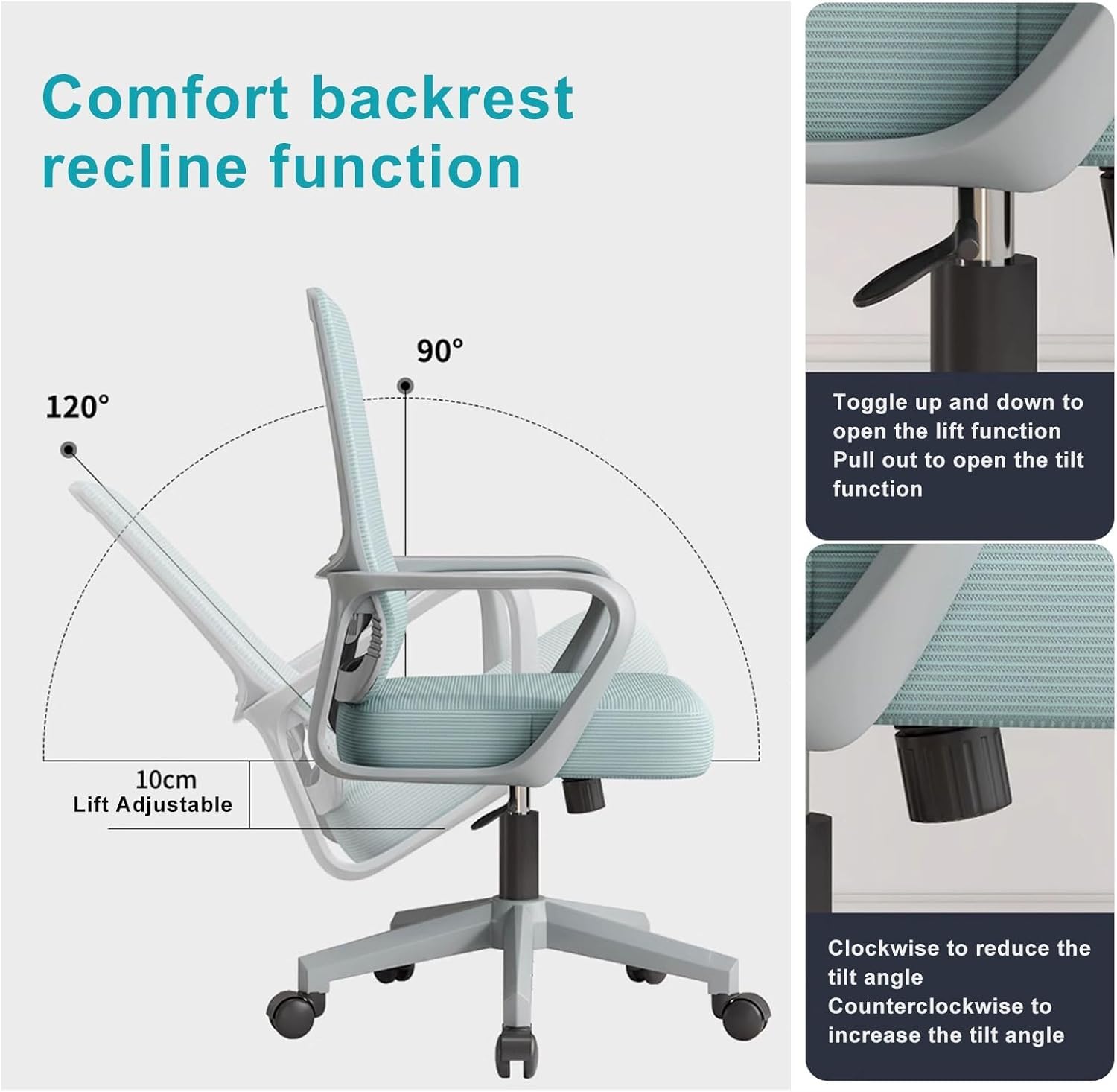 Ademende bureaustoel Mesh bureaustoel Personeelsstoel Hoge rugleuning Studiestoel Ergonomische draaistoel Lift verstelbare stoel