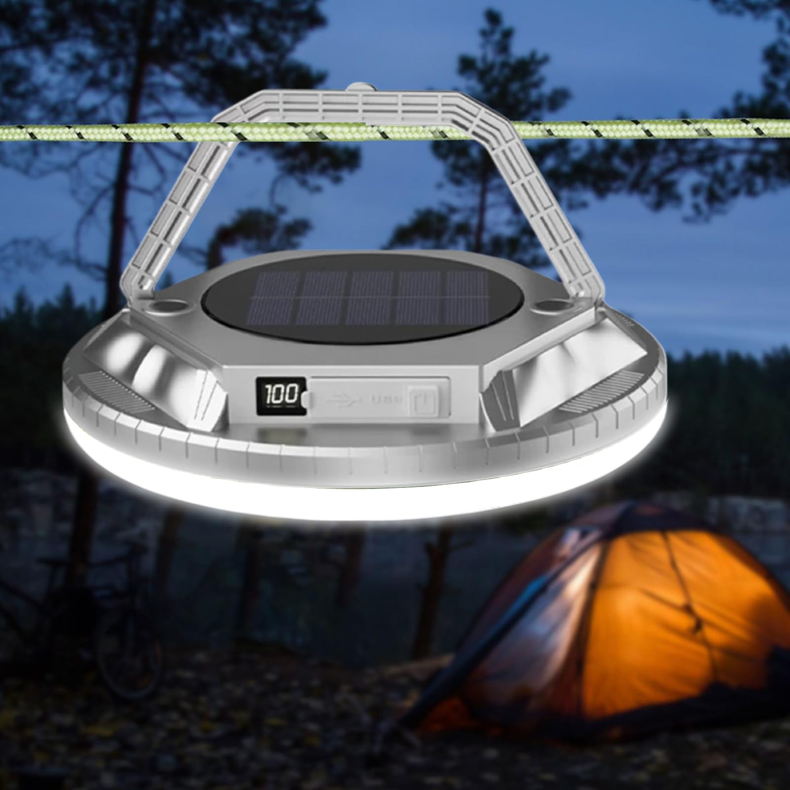 Przenośna Latarnia 1600 lumen Solarna do Namiotu