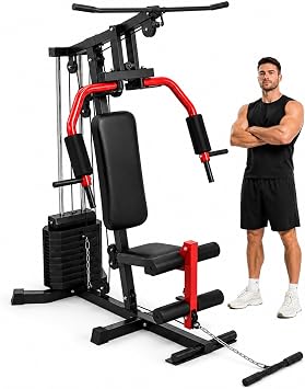 Garvee Home Gym Equipment, 100LBS Weight Stack Multifunctional Home Gym
