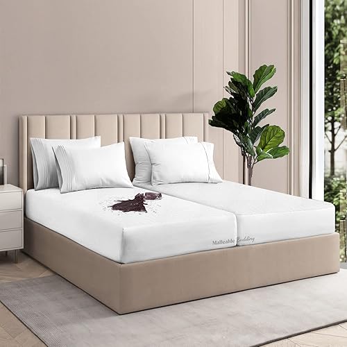 Miniatura 2 de Split California King - Protector de colchón impermeable ultra suave estilo sábana bajera cama dividida de 21 pulgadas de profundidad 100 algodón de